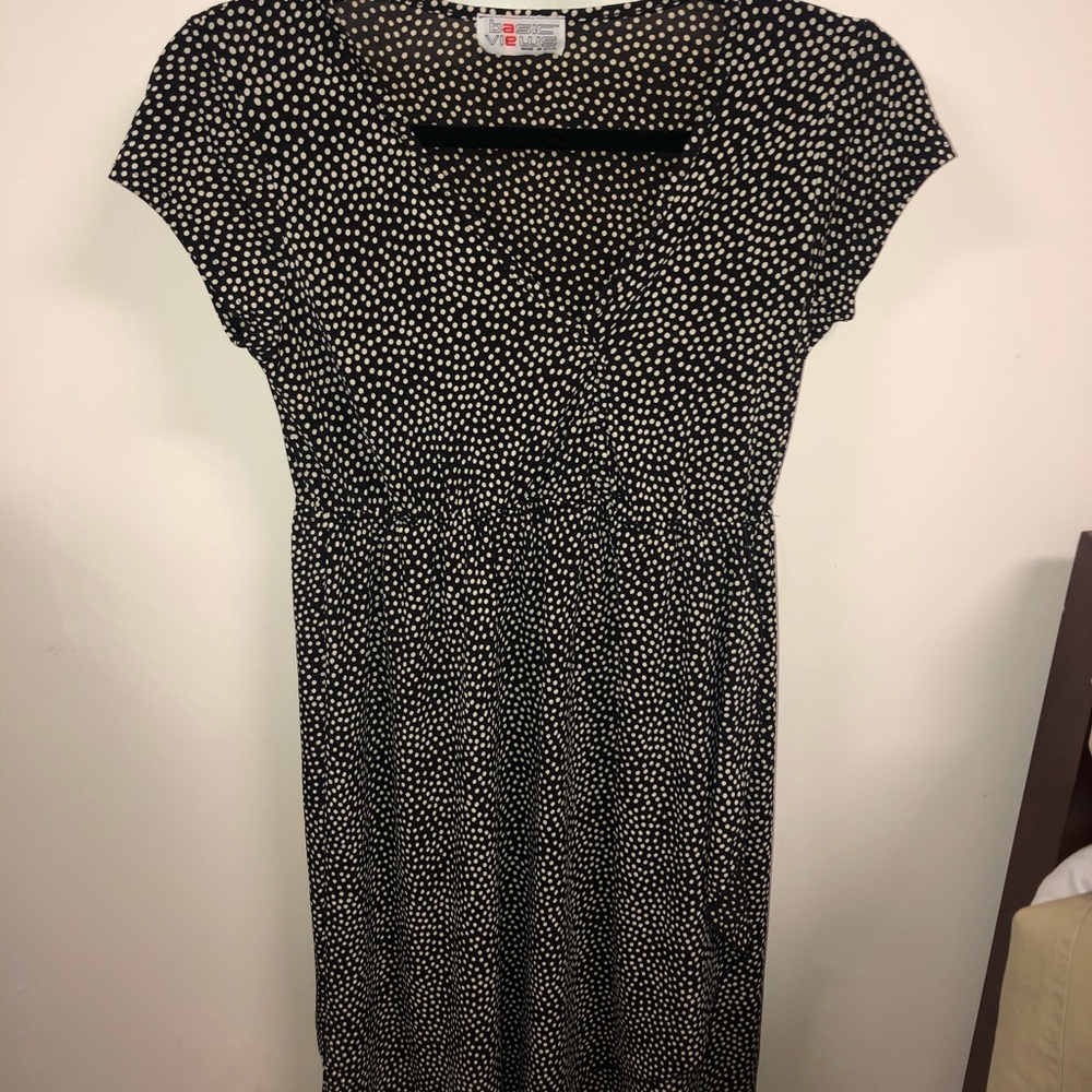 Short black and white poka dot dress